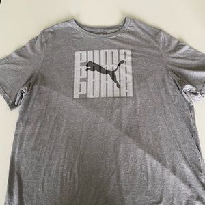 Puma Men’s Gray Logo Crew Neck T‑Shirt